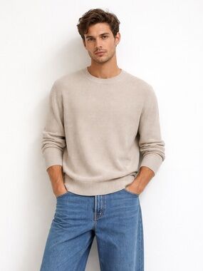 APC Linen Men’s Sweater Large Oatmeal Crewneck Minimal Classic Spring Luxury